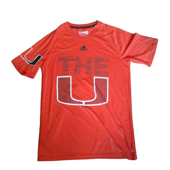 Adidas University of Miami Men's SM School Spirit Graphic T-shirt - Picture 1 of 3